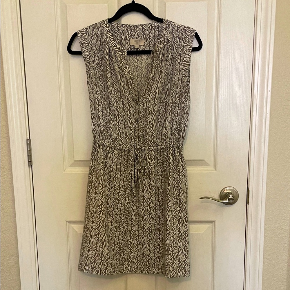 LOFT Beige and White flora Dress
